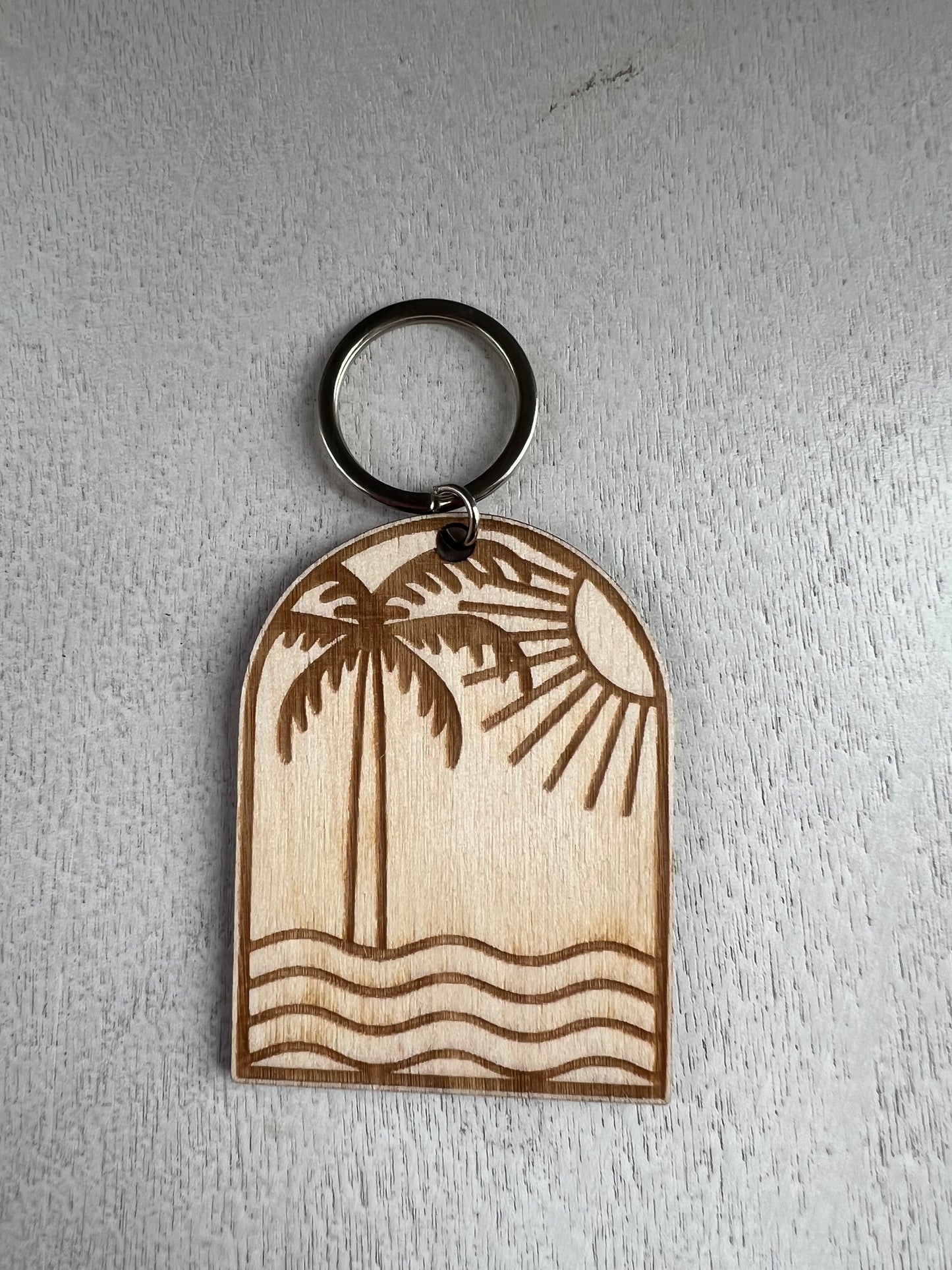 Outdoors Arch Engraved Wood Keychain