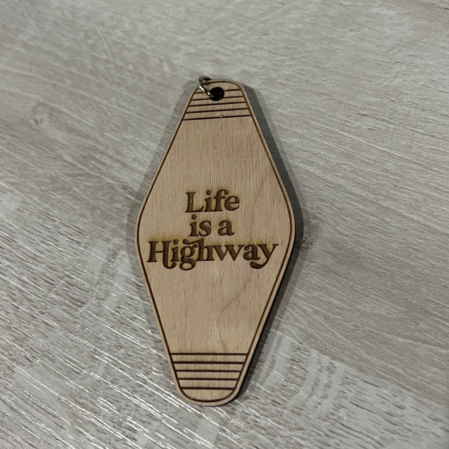 Boho Style Word Hotel Wood Engraved Keychain