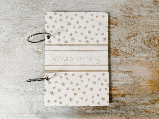Seasons Greetings Stars Wood Card Keeper