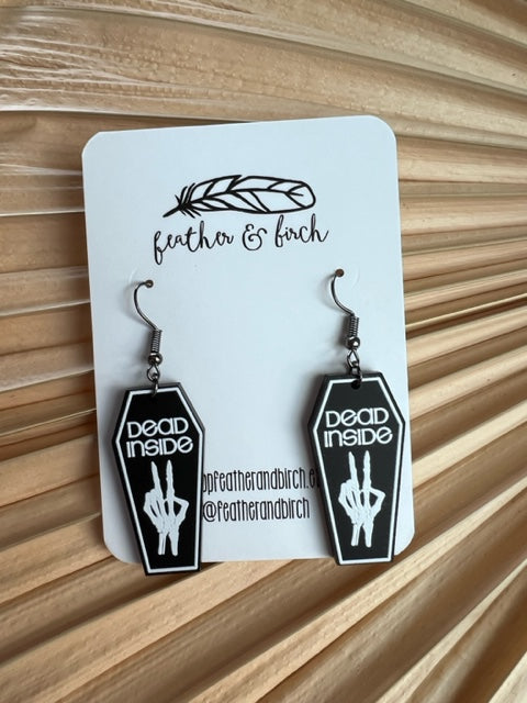 Halloween Dead Inside Coffin Earrings