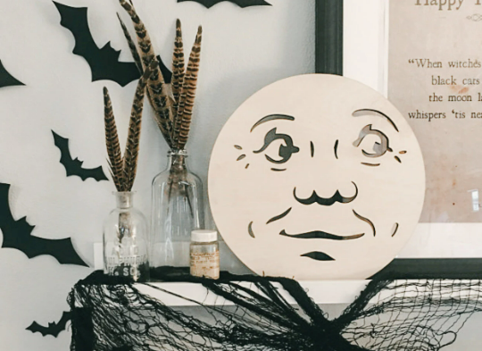 Man in the Moon Round Wood Wall Art