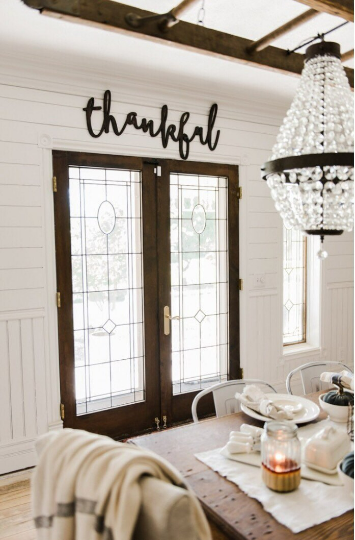 Thankful Word Wood Cut Wall Art