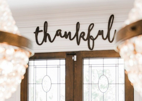 Thankful Word Wood Cut Wall Art