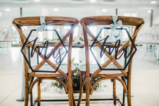 Mr and Mrs hexagon geometric chair hanger