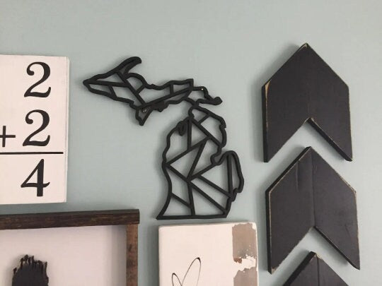 Michigan Geometric Cut out Wood Sign
