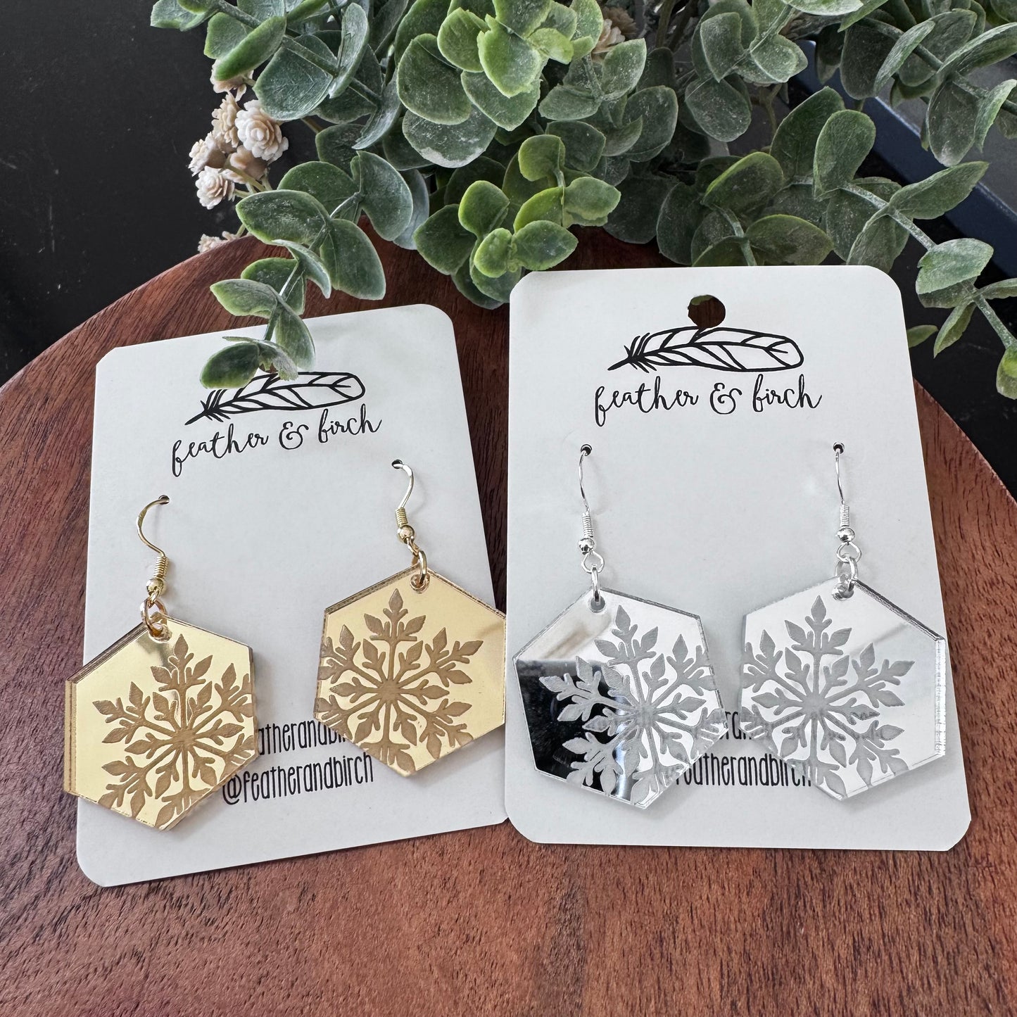 Engraved Snowflake Earrings