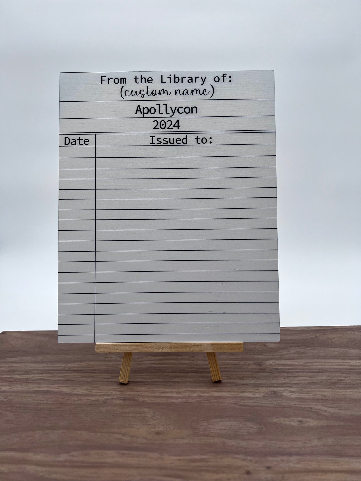 Custom Library Card Signing Board (Apollycon Preorder Only)