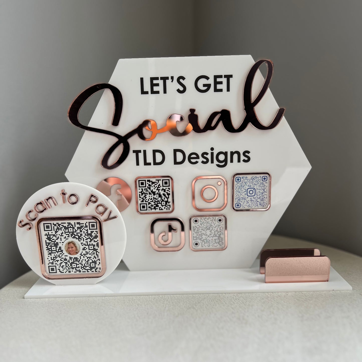 Acrylic Hexagon Social Media and Payment sign