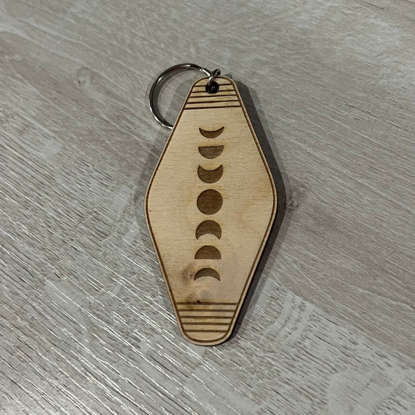 Boho Style Word Hotel Wood Engraved Keychain