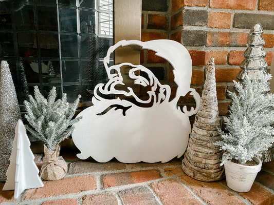 Santa Face Head Cut Out Wood Sign