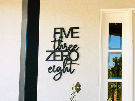 Modern Address Sign mixed font – Feather & Birch