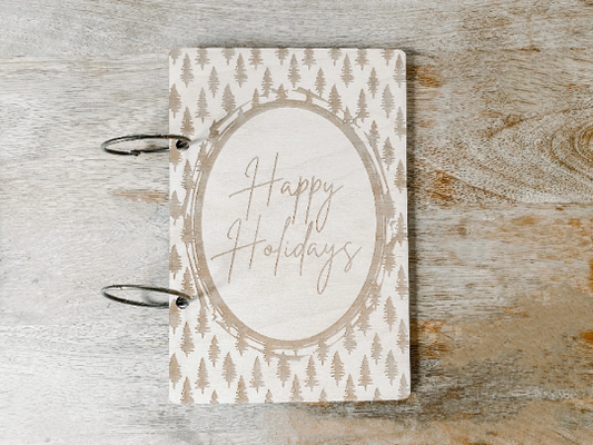 Happy Holidays trees Wood Card Keeper