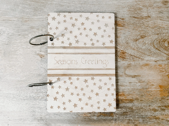 Seasons Greetings Stars Wood Card Keeper