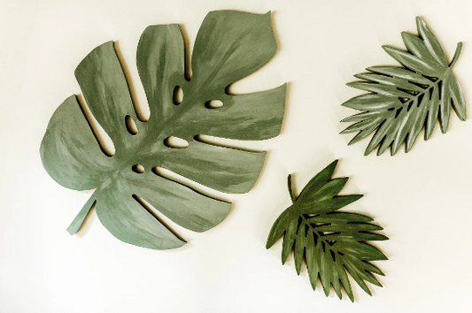 Monstera Palm Leaf Wood Cut Wall Art