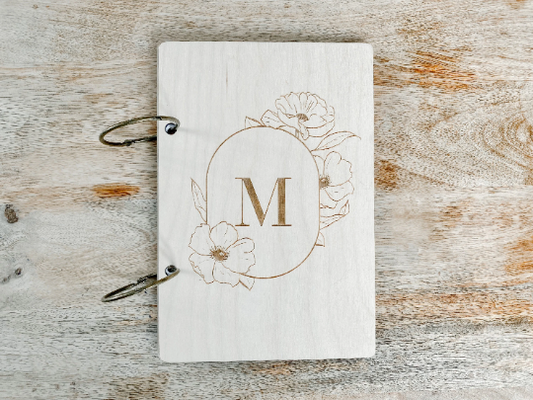 Custom Letter Floral Wooden Card Keeper