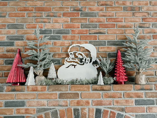 Santa Face Head Cut Out Wood Sign