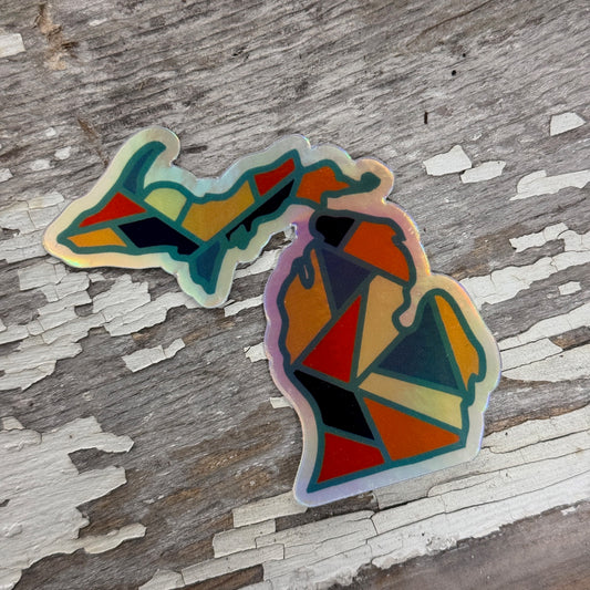 Michigan Holographic Geometric Sticker