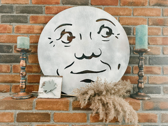Man in the Moon Round Wood Wall Art